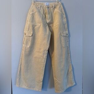 Princess Polly Wide Leg Cargo Jeans Tan Neutral Streetwear Size 4 US | LIKE NEW
